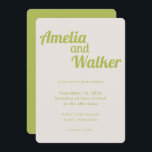 Convite Casamento Verde de Chartreuse Retro Delight<br><div class="desc">Apresentando nosso design de convite para casamento "Retro Delight", onde a simplicidade encontra charme de vintage. Esta design é uma mistura harmoniosa de minimalismo moderno e elementos nostálgicos, criando uma experiência visual única para o seu dia especial. O design apresenta um verde cartucho que traz um pop de cor vibrante,...</div>