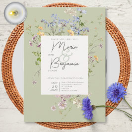 Convite Casamento Verde de Delicate Boho Wildflower