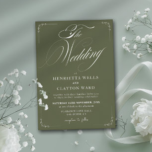 Convite Casamento Verde de Elegância eterno
