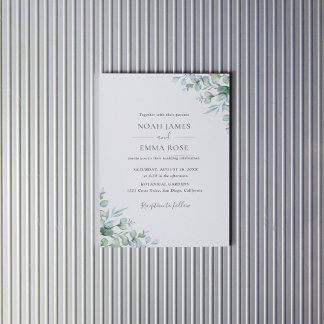 Convite Casamento Verde de Eucalipto Elegante