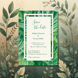 Convite Casamento verde de flor silvestre tropical seguro 