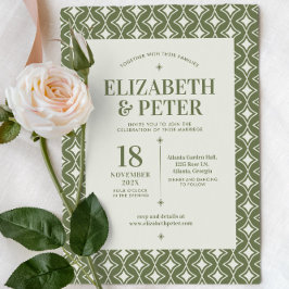 Convite Casamento Verde de Groovy dos anos 70