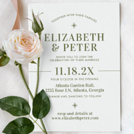 Convite Casamento Verde de Groovy dos anos 70