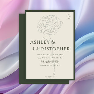 Convite Casamento Verde de Mosa Escura Floral Escura Moder