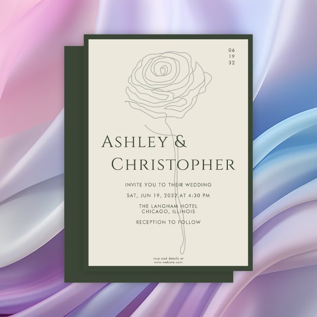 Convite Casamento Verde de Mosa Escura Floral Escura Moder (Criador carregado)