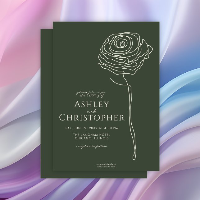 Convite Casamento Verde de Mosa Escura Floral Escura Moder (Criador carregado)