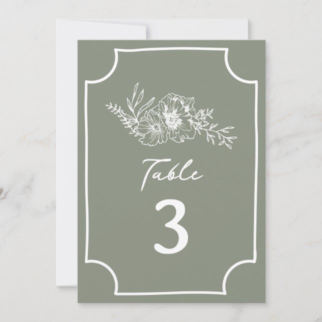 Convite Casamento Verde de Sage Floral Botânica (Frente)