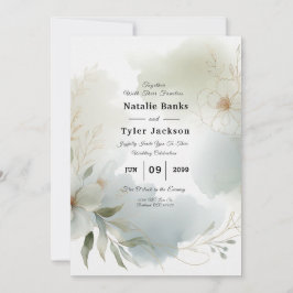 Convite Casamento Verde de Sage Floral de Molho