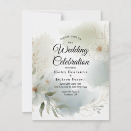 Convite Casamento Verde de Sage Floral de Molho