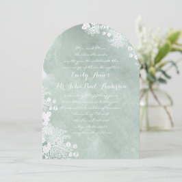 Convite Casamento Verde de Sage Floral Romântica em Aquare