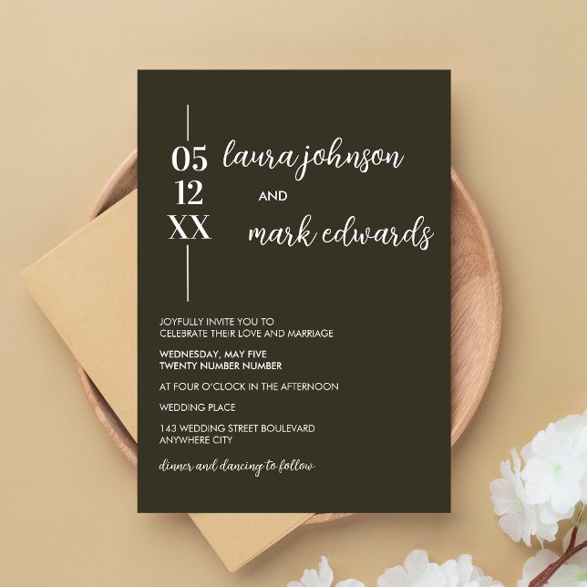 Convite Casamento Verde de Sage Minimalista (Sage Green Minimalist Wedding Invitation)