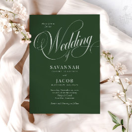 Convite Casamento Verde de Script Elegante Moderno