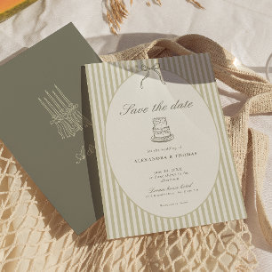 Convite Casamento Verde de Stripe Impressionante Salvar a 