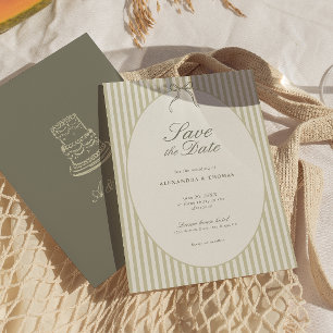 Convite Casamento Verde de Stripe Impressionante Salvar a 
