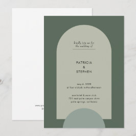 Convite Casamento Verde do Arch Geométrico Modern Boho