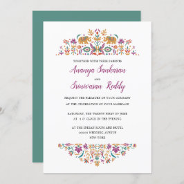 Convite Casamento verde do Elefante Flor Indiano Jade