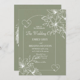 Convite Casamento Verde do Minimalista Boho Sage