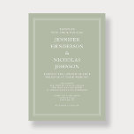 Convite Casamento Verde do Sábio Formal Moderno Elegante<br><div class="desc">Convite para Casamento Verde da Sage Formal Moderna</div>