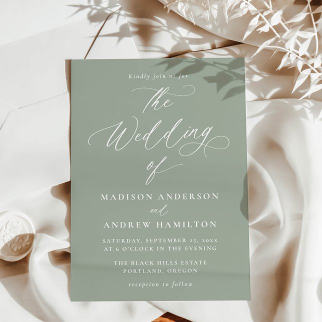 Convite Casamento Verde do Senado Elegante Moderno (Criador carregado)