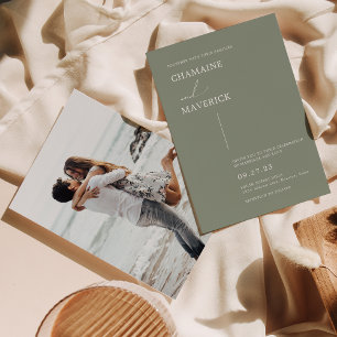 Convite Casamento Verde do Sonho Minimalista Moderno Sage