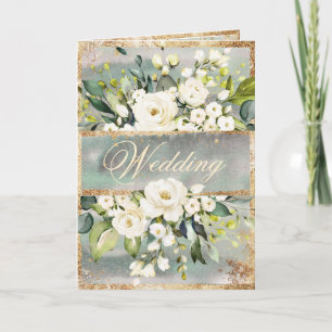 Convite Casamento Verde Dourado Botânico Floral Sage Inv