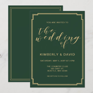 Convite Casamento verde e Dourado
