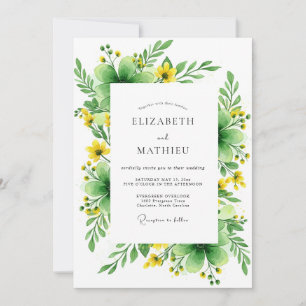Convite Casamento Verde e Florido de Verão
