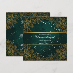 Convite Casamento verde e preto elegante