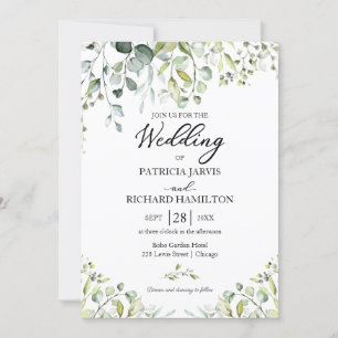 Convite Casamento Verde Elegante Eucalipto