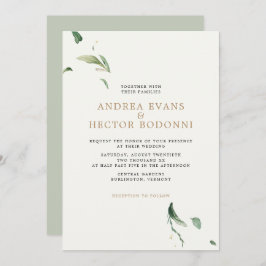 Convite Casamento Verde Elegante Mínimo