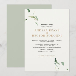 Convite Casamento Verde Elegante Mínimo