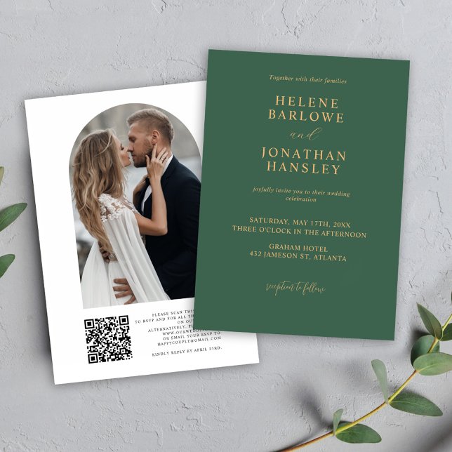 Convite Casamento Verde Elegante Simples Moderno (Criador carregado)