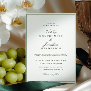 Convite Casamento Verde Escuro Dinheiro Antigo