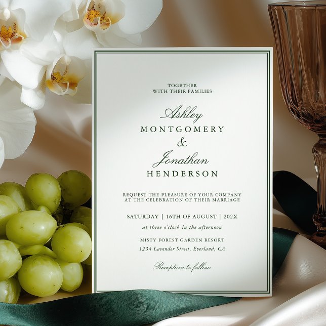 Convite Casamento Verde Escuro Dinheiro Antigo (Criador carregado)