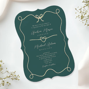 Convite Casamento Verde Esmeralda Dourado