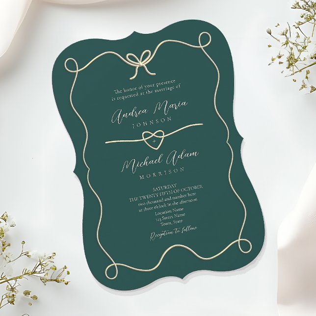 Convite Casamento Verde Esmeralda Dourado (Criador carregado)