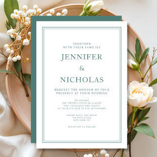 Convite Casamento Verde Esmeralda Formal Elegante