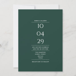 Convite Casamento Verde Esmeralda Minimalista Moderno Data