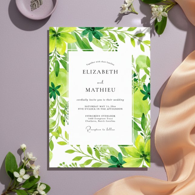 Convite Casamento Verde Esmeralda Viçoso (Criador carregado)