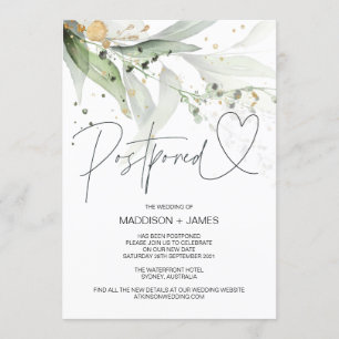 Convite Casamento verde Eucalyptus adiado Mudar a data