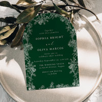 Casamento Verde Floral Branco Vintage