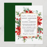 Casamento Verde Floral de Watercolor Poinsettia