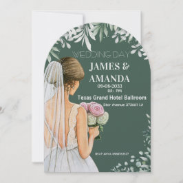 Convite Casamento Verde Floral Dentro do Orçamento