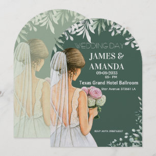 Convite Casamento Verde Floral Dentro do Orçamento