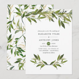 Convite Casamento Verde Folhagem Aquarela