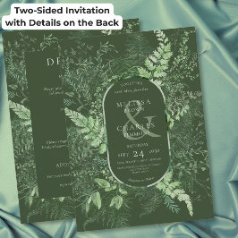 Convite Casamento Verde Folhagem Samambaia Rústica de Dois