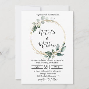 Convite Casamento Verde Folhas de Eucalipto Rústico Elegan
