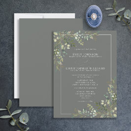 Convite Casamento Verde Formal Eucalyptus Botanical Sage
