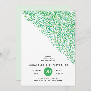 Convite Casamento verde geométrico moderno dos confetes de