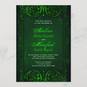 Convite Casamento verde Ghoulish do Victorian gótico